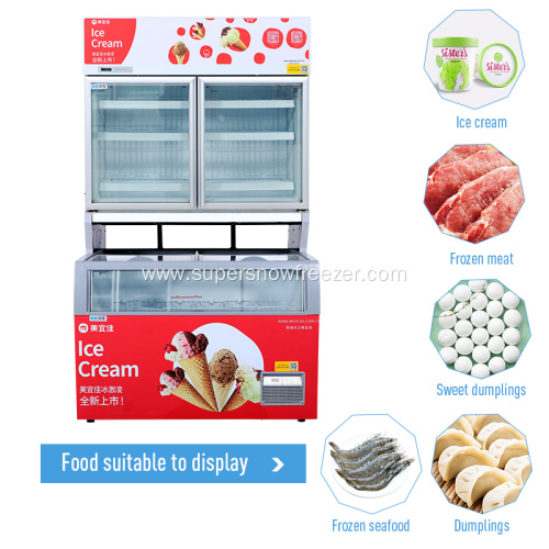 Commercial static cooling ice cream showcase freezer fridge